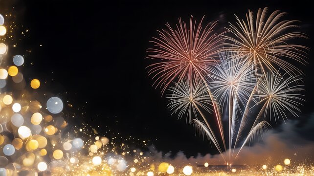 Spectacular display of fireworks illuminating the night sky with vibrant colors - Powered by Adobe