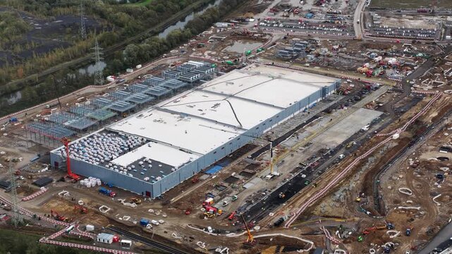 Large new data center construction in Farciennes, Belgium,