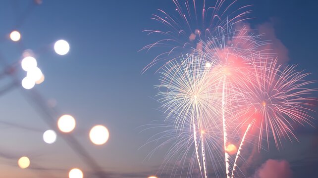 Spectacular fireworks display lighting up the night sky celebration