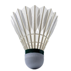White Badminton Shuttlecock With Green Base Isolated On Transparent Background Studio Shot Macro Photography