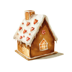 My eps format hand-painted Watercolor illustration, vector illustration set, gingerbread house painting illustration isolated on a white background, illustration, AI painting design