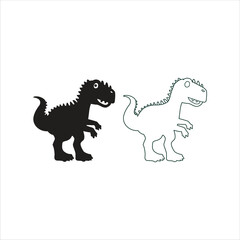 Dinosaurs Silhouette and line art