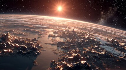 Sunrise Over Earth From Space.