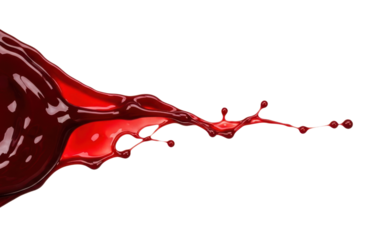 Detailed view of a red fluid splash, highlighting the graceful curves and fine spray of the liquid in motion, creating an artistic and energetic visual
