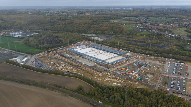 Large new data center construction in Farciennes, Belgium,