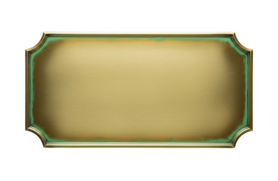 A blank brass plaque with a green border