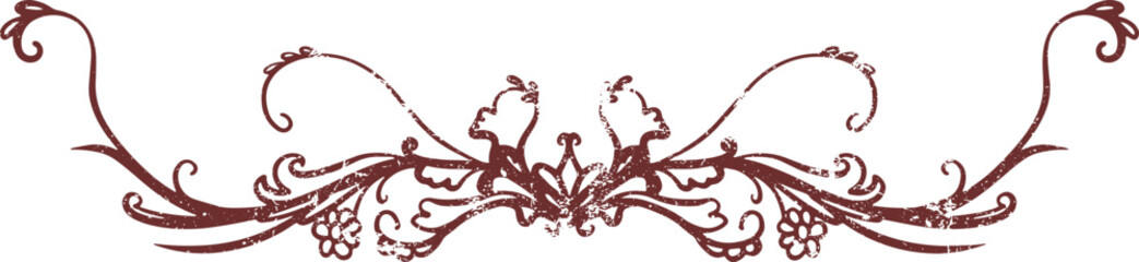 Vintage Maroon Floral Scroll Decorative Divider Grunge