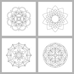 Vector Circular Mandalas Set for Adults Coloring Book