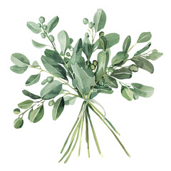 A Watercolor_style_painting_of_mistletoe_bouquet, simple eps format illustration