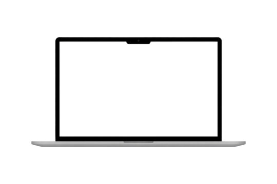 Laptop computer screen device technology portable digital electronic modern business blank display design on transparent background