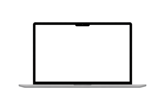 Laptop computer screen device technology portable digital electronic modern business blank display design on transparent background
