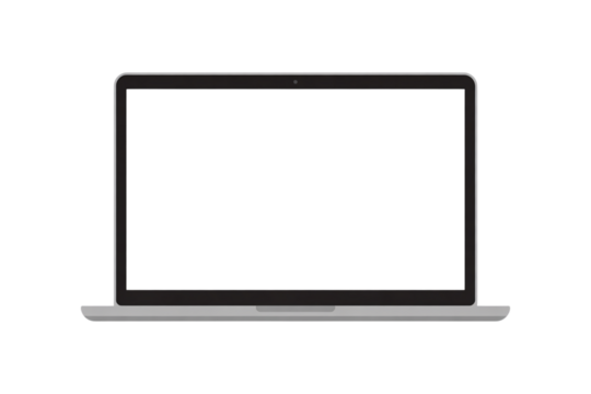 Laptop computer screen technology digital device portable pc notebook blank mockup display on transparent background