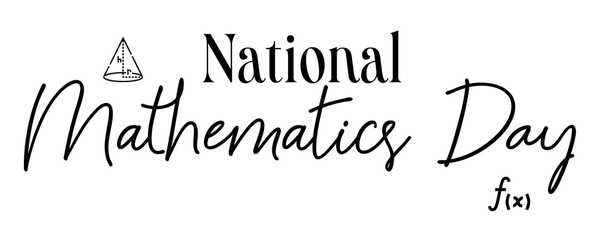 National Mathematics Day Text PNG – Math Day Typography Design on Transparent Background