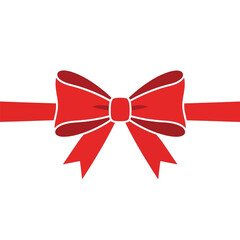 A vibrant red gift bow with a ribbon tied in the center, isolated on a clean white background.