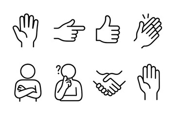Fototapeta premium Hand gesture outline icons collection