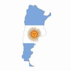 Argentina Map Flag Waving Color