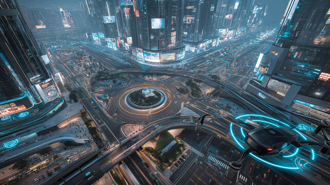 3D holographic blueprint of a nano-scale microchip with multi-layer glowing circuitry and energy paths.