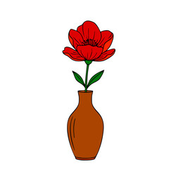 Elegant Red Flower in Vase A Minimalist Floral Art Print for Modern Home Decor