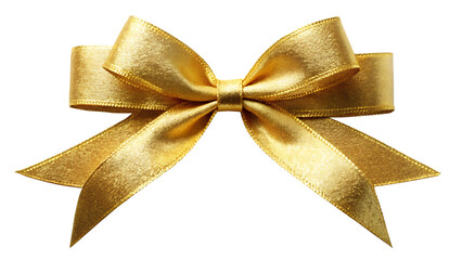 Elegant golden ribbon bow isolated on white background