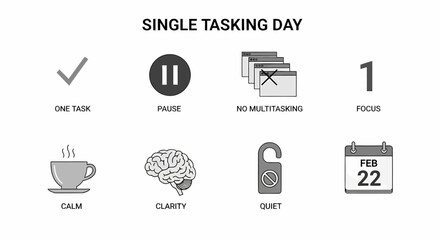 Infographic illustrating concepts for a Single Tasking Day