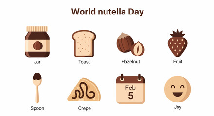 Infographic illustrating components and feelings related to World Nutella Day