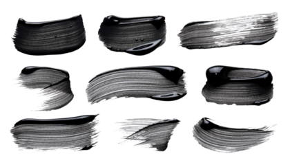 Set of ink stroke brushes, hand-drawn black paint strokes, abstract brush textures