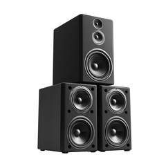 Fototapeta premium High-quality audio speakers stacked for optimal sound performance in a modern environment Generative AI