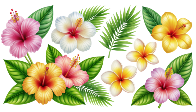 Tropical Floral Illustrations – Hand-Drawn Botanical Elements (PNG / Vector)