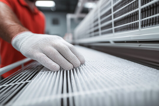 Worker engaged in textile production at a factory during the day while handling machine components carefully near machinery Generative AI
