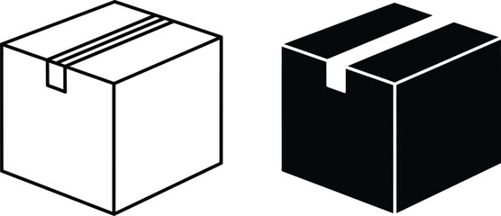 Simple outline box and solid black box give modern contrast element