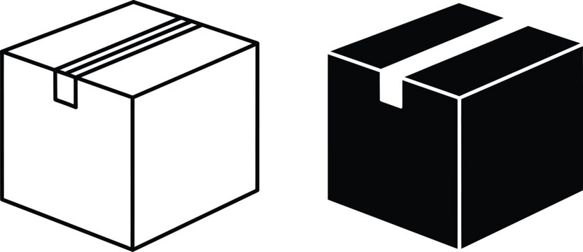 Simple outline box and solid black box give modern contrast element