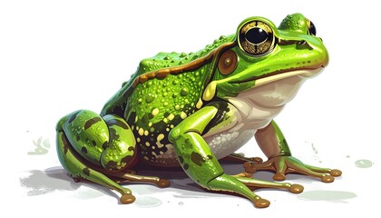 Obraz premium Green Frog, Focused, Wildlife, Amphibian, Nature.