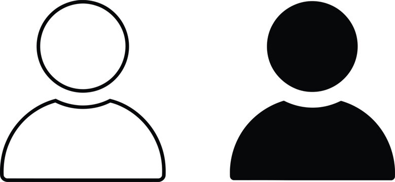 Black silhouette and outline figure showcase simple user profile icon concept