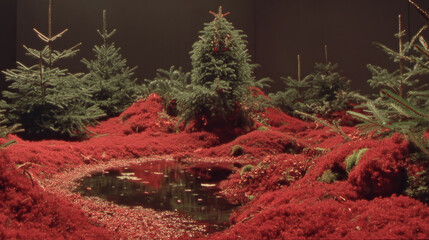 Vintage magazine style christmas tree. A background with christmas trees. Vintage Christmas card