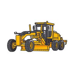 Fototapeta premium A yellow and gray illustration of a road grader on a white background