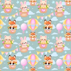 Baby Shower Balloon Ride Seamless