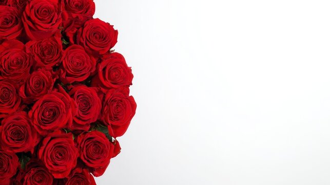 A beautiful web banner with bright red roses on a white background is perfect for celebrating special occasions with love and appreciation