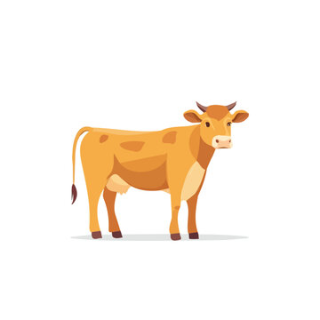A clean, minimal flat vector of a cow, designed in a modern 2D style on a white background. Minimalistic 2D flat icon, EPS format, simple design