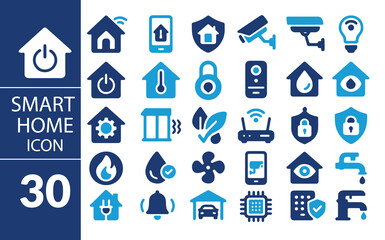 Smart Home Automation Vector Icons Set. Digital House Management, IoT Technology and Security System Collection. Energy Saving and Control.