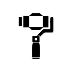 Silhouette of a handheld stabilizer on transparent background