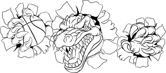 Crocodile Dinosaur Alligator Basketball Mascot