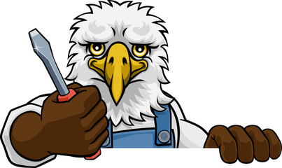 Eagle Electrician Handyman Holding Screwdriver