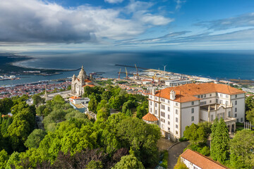 Aerial of Sanctuary of Santa Luzia in Viana do Castelo, Portugal