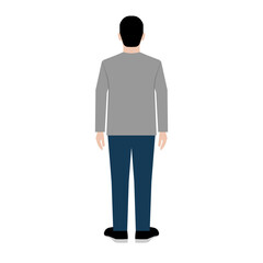 Man is Standing in Back View. Vector Illustration.