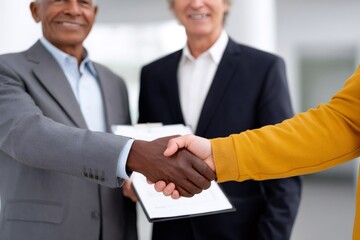 Fototapeta premium Business people shaking hands closing successful deal
