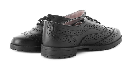 Pair of stylish kid's brogue shoes isolated on white