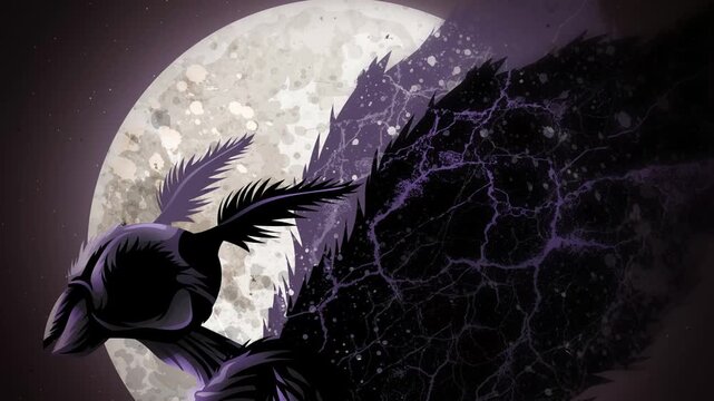 mothman cryptid under the full moon night