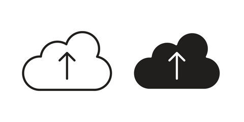Obraz premium Cloud upload icon in filled, thin line, stroke style for website and apps
