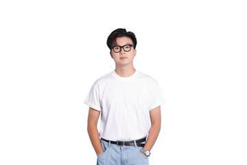 Focused Young Professional: A young man exudes confidence as he poses in a studio, his poised demeanor and casual attire. © NETI studio