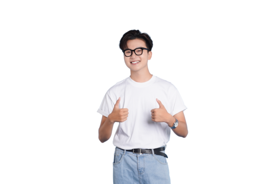 Joyful Thumbs Up: A smiling individual in a casual attire gives a cheerful thumbs up, exuding positivity and approval. 